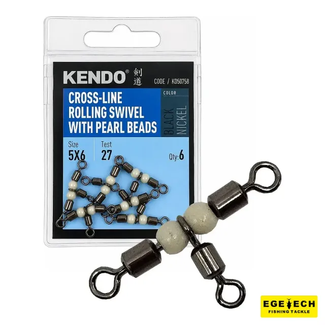 Kendo Cross-Line Rolling Swivel With Pearl Beads Fırdöndü