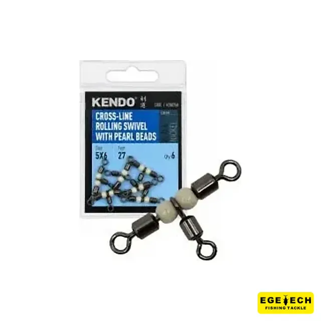 Kendo Cross-Line Rolling Swivel With Pearl Beads Fırdöndü — alternatif görünüm